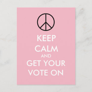 Cartão Postal Manter Calmo E VOTAR Cartões-Postais Rosa Personal
