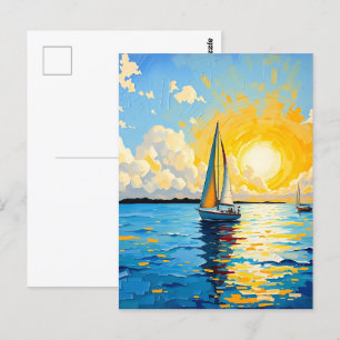 Cartão Postal Manter em contato   veleiro ao sol