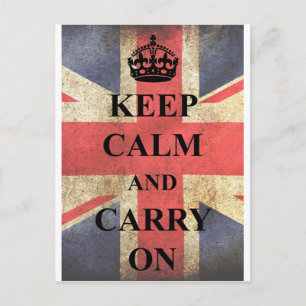 Cartão Postal Manter O Carregar Calmo Na Bandeira Britânica