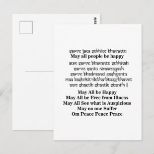 Cartão Postal Mantra em sânscrito para a paz
