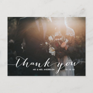 Cartão Postal Manuscrito 2 Foto de Casamento Obrigado