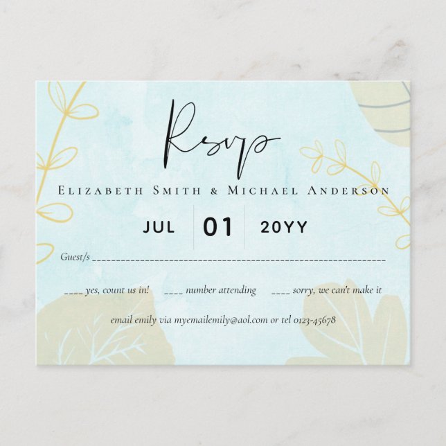 Cartão Postal Manuscrito De Lava Azul De Casamento Mais Barato (Frente)