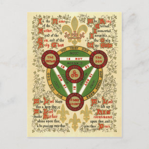 Cartão Postal Manuscrito iluminado da Santa Trindade