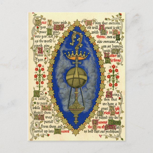 Cartão Postal Manuscrito iluminado para dia de ascensão (Frente)