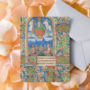 Cartão Postal Manuscrito medieval da Páscoa de ressurreição