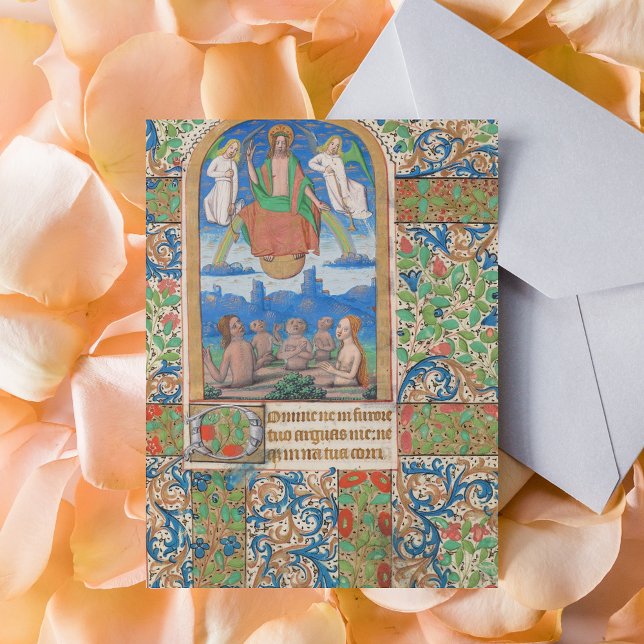 Cartão Postal Manuscrito medieval da Páscoa de ressurreição (Resurrection Easter Medieval Manuscript Catholic Christian Postcard)