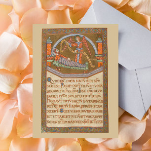 Cartão Postal Manuscrito Medieval do santo Joseph Christmas