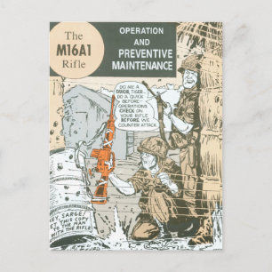 Cartão Postal Manutenção de Rifle Militar Vintage