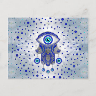 Cartão Postal Mão de Hamsa - Mão de Fatima Lapis Lazuli e Silver