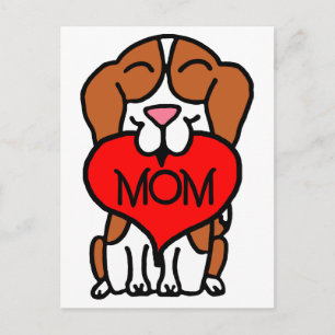 Cartão Postal Mão Desenhada Beagle Heart Mãe