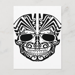 Cartão Postal Maori Tattoo Mask Skull