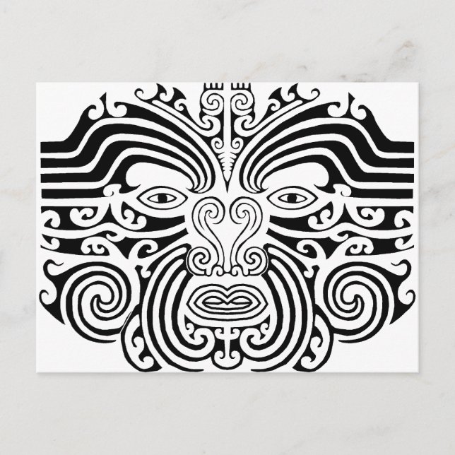 Cartão Postal Maori Tattoo - Preto e Branco (Frente)