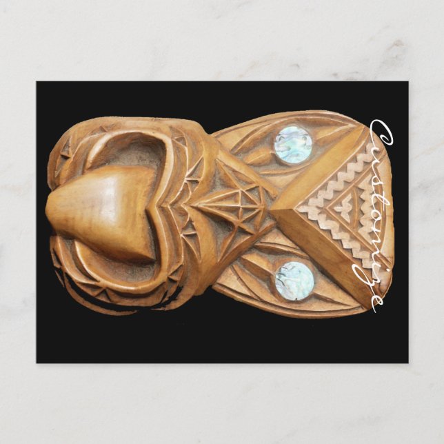 Cartão Postal Maori Tiki Face Thunder_Cove (Frente)