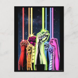 Cartão Postal Mãos ao ar com anéis -Cor