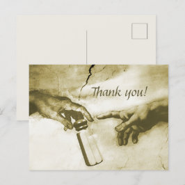 Cartão Postal Mãos de Deus e Adam Fine Art Parody Obrigado