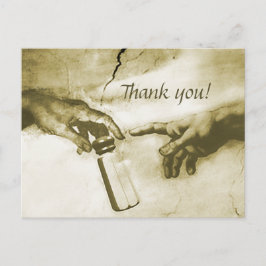 Cartão Postal Mãos de Deus e Adam Fine Art Parody Obrigado