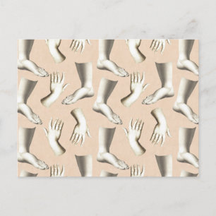 Cartão Postal Mãos de Gravação Antigas Elegantes com Pés Ún