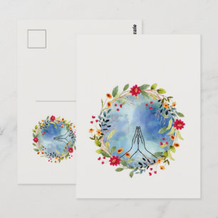Cartão Postal Mãos em oração aquarela