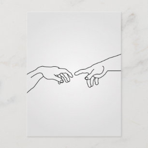 Cartão Postal Mãos mostrando a criação de Adão