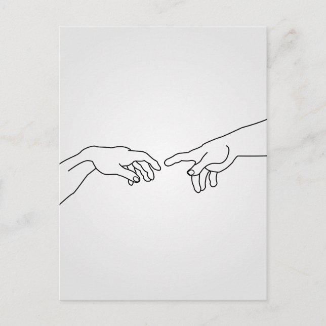 Cartão Postal Mãos mostrando a criação de Adão (Frente)