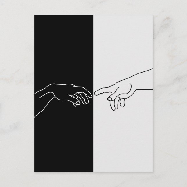 Cartão Postal Mãos mostrando a criação de Adão (Frente)