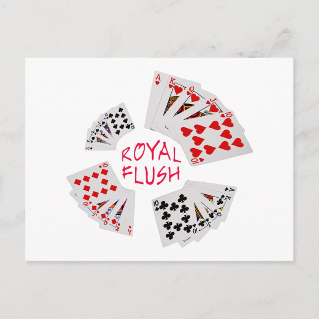 Cartão Postal Mãos Poker - Royal Flush (Frente)
