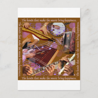 Cartão Postal Mãos que fazem a música. Faça a felicidade (Brown)