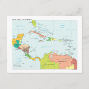 Cartão Postal Map of Central America & the Caribbean