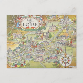 Cartão Postal Map of the Loire Valley of France Postcard