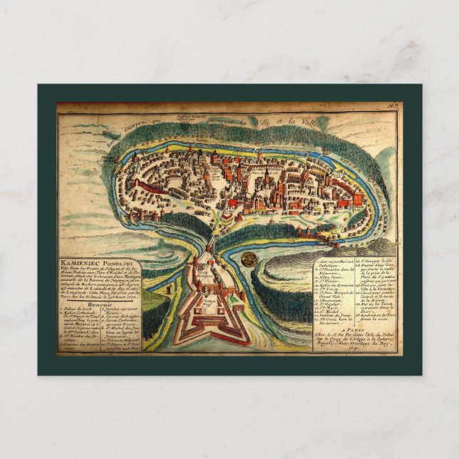 Cartão Postal Mapa 1691 de Podilskyi (Frente)