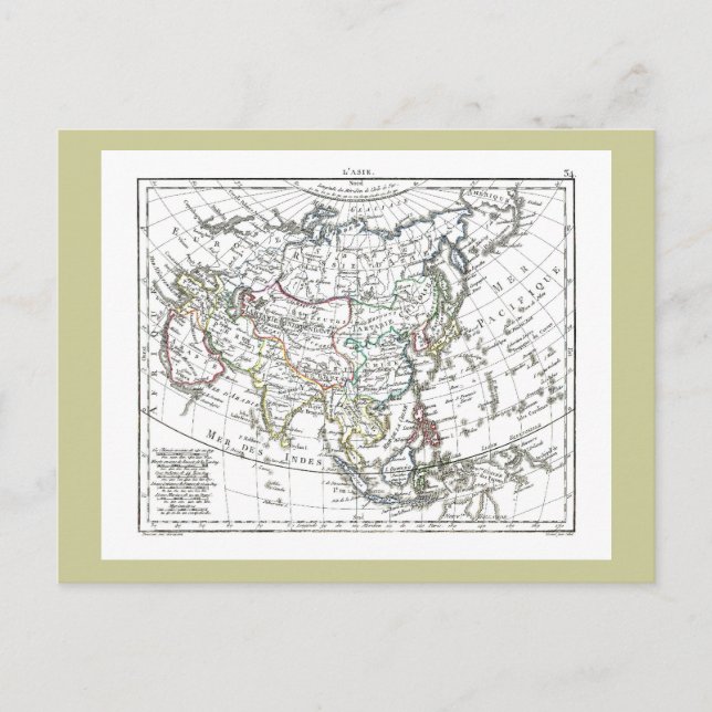 Cartão Postal Mapa 1806 - L'Asie (Frente)