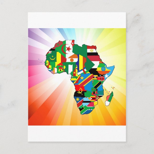 Cartão Postal Mapa 2 da bandeira continental da África (Frente)