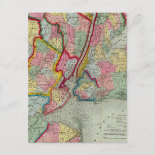 Cartão Postal Mapa À Volta Da Cidade De Nova Iorque