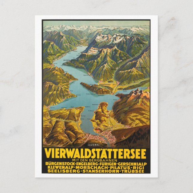 Cartão Postal Mapa aéreo da Suíça Central (Frente)