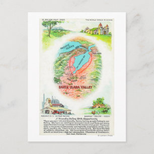 Cartão Postal Mapa Aéreo do Condado de Clara de Papais noeis com