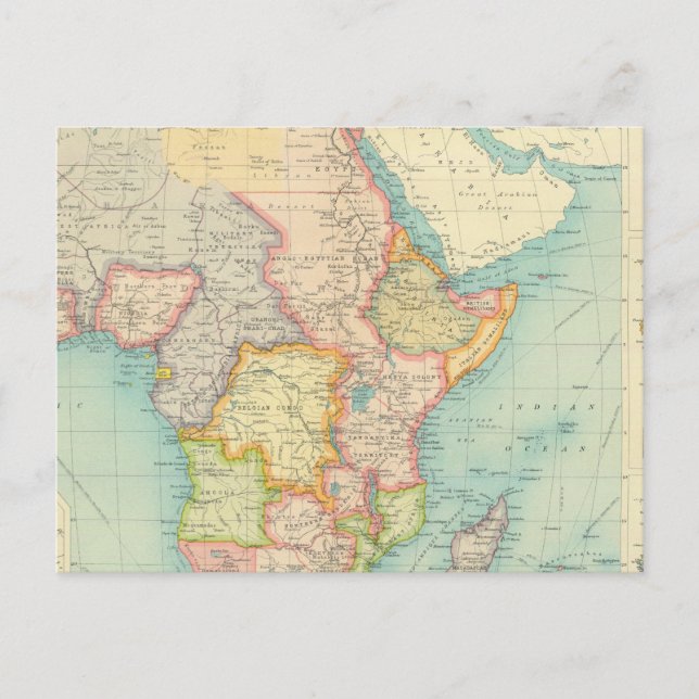Cartão Postal Mapa africano com rotas de navegação (Frente)