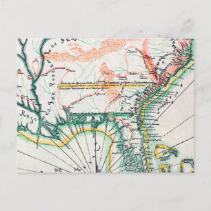 Cartão Postal Mapa: América do Norte, 1742