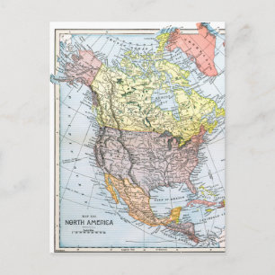 CARTÃO POSTAL MAPA: AMÉRICA DO NORTE, 1890