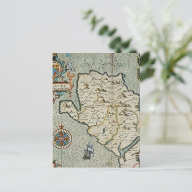 Cartão Postal Mapa antigo antigo inspirado (7) (Em pé/Frente)