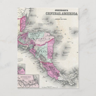 Cartão Postal Mapa Antigo da América Central (1864)