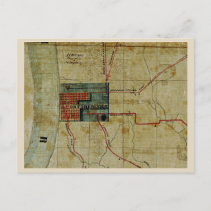 Cartão Postal Mapa antigo da área de Baton Rouge Louisiana