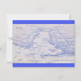 Cartão Postal Mapa Antigo da Baía de Mobile