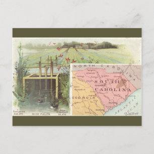 Cartão Postal Mapa Antigo da Carolina do Sul