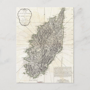 Cartão Postal Mapa Antigo da Córsega (1794)