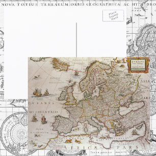 Cartão Postal Mapa antigo da Europa por Willem Jansz Blaeu, c161