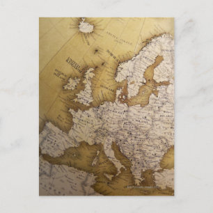 Cartão Postal Mapa antigo da europa. Velho mundo.