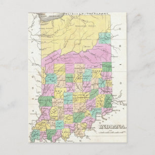 Cartão Postal Mapa Antigo da Indiana (1827)