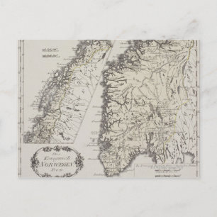 Cartão Postal Mapa antigo da Noruega