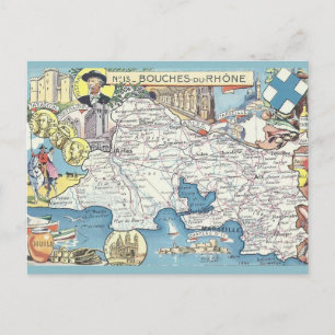 Cartão Postal Mapa Antigo da Provença França