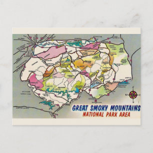 Cartão Postal Mapa Antigo das Grandes Montanhas Fumos